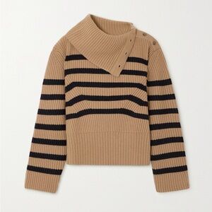 Simkhai Adrienne Striped Button Turtleneck Wool Cashmere Sweater S
